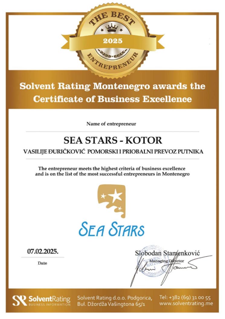 Sea Stars Boat Tours Solvent certificate